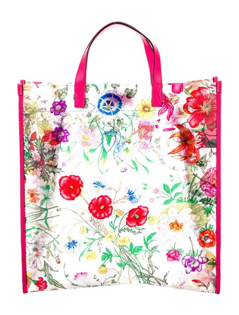 gucci tote blue flowers|gucci flora print clear tote.